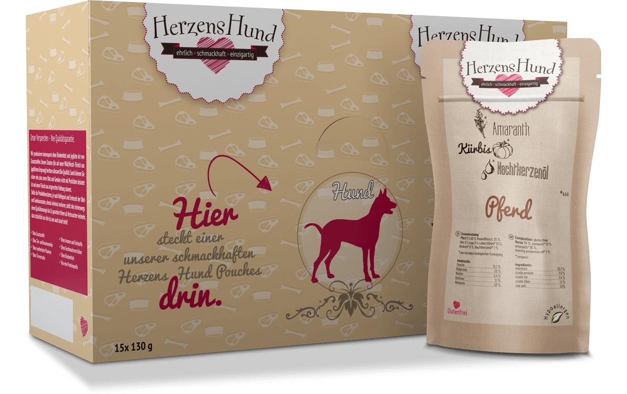 Nassfutter Pferd mit Bio-Gemüse, 130 gPremium Bio-Ergänzungsfuttermittel für erwachsene Hunde