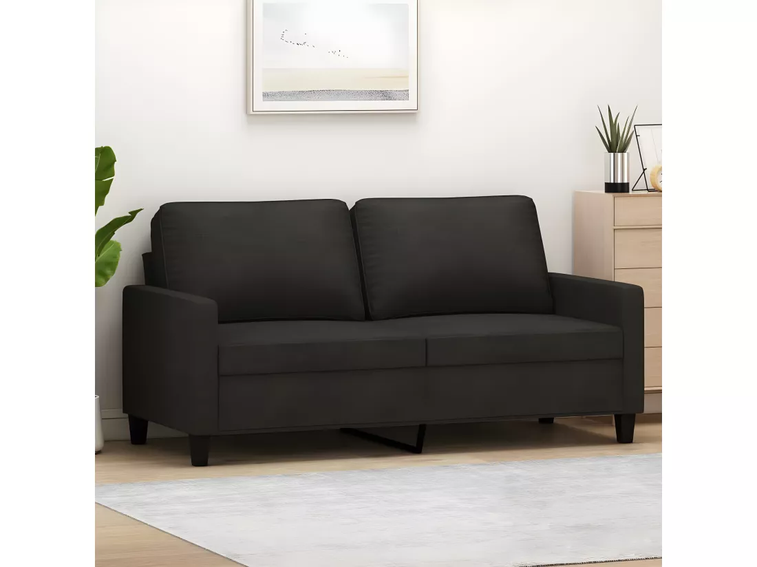 Canapé à 2 places Noir 140 cm Tissu