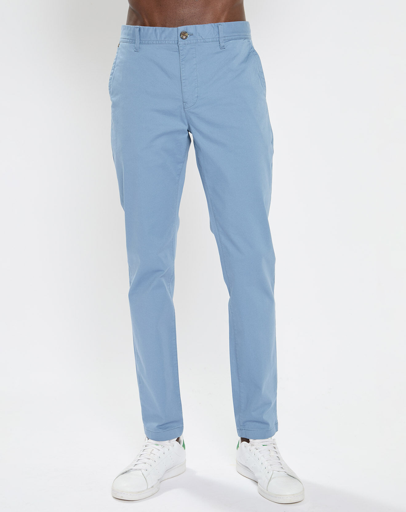 Scotch & Soda Pantalon Chino Super Slim Fit en Coton Bio mélangé Stretch bleu ciel