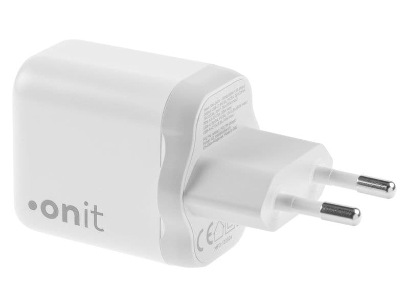 onit USB-Wandladegerät Dual 1C1A 35 W GaN Weiss Ladeadapter mit einem USB-C- und einem USB-A-Port