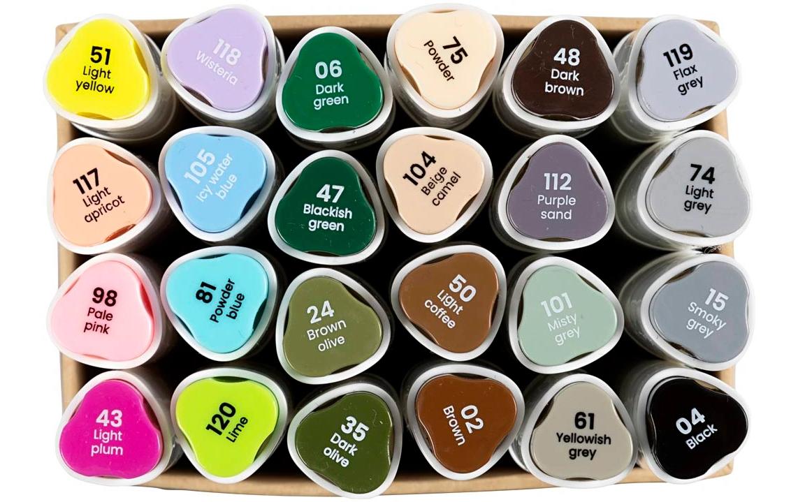 Kalligraphiemarker 1+ 8 mm, 24 Stück, Pastellfarben2-in-1-Zeichenmarker