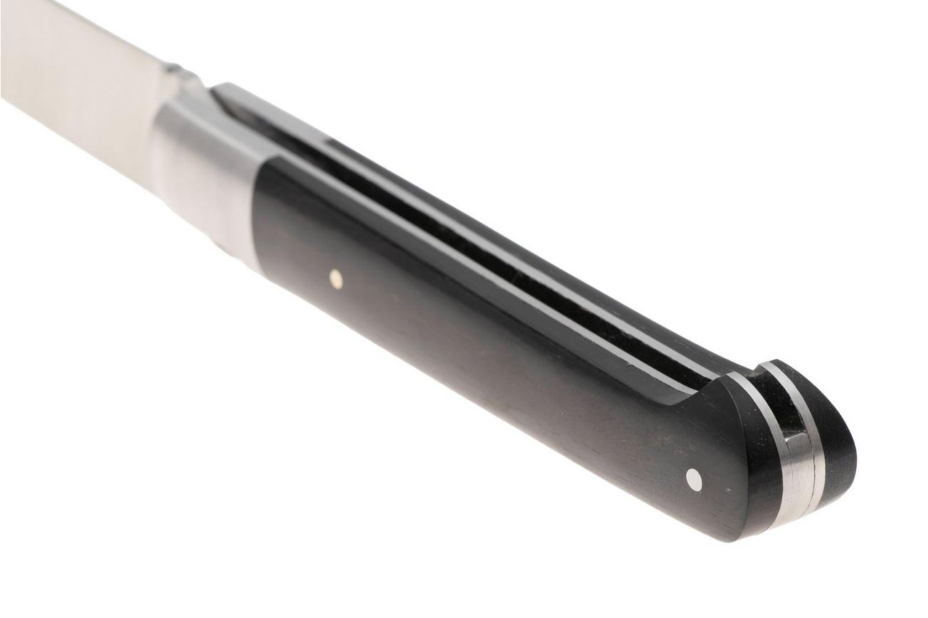 Laguiole en Aubrac Sauveterre Ebony, Matt Stainless Bolster, zakmes, 11 cm