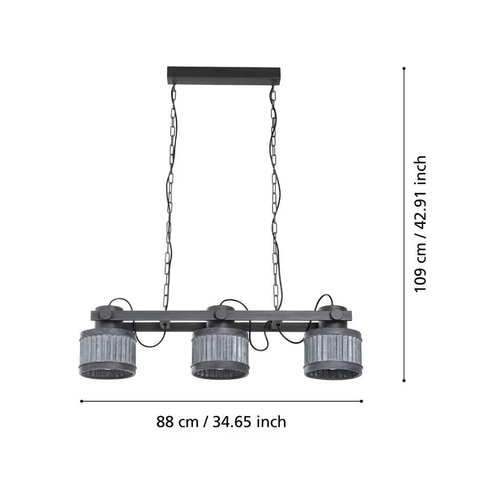 EGLO Turrock Hanglamp - E27 - 88 cm - Zwart