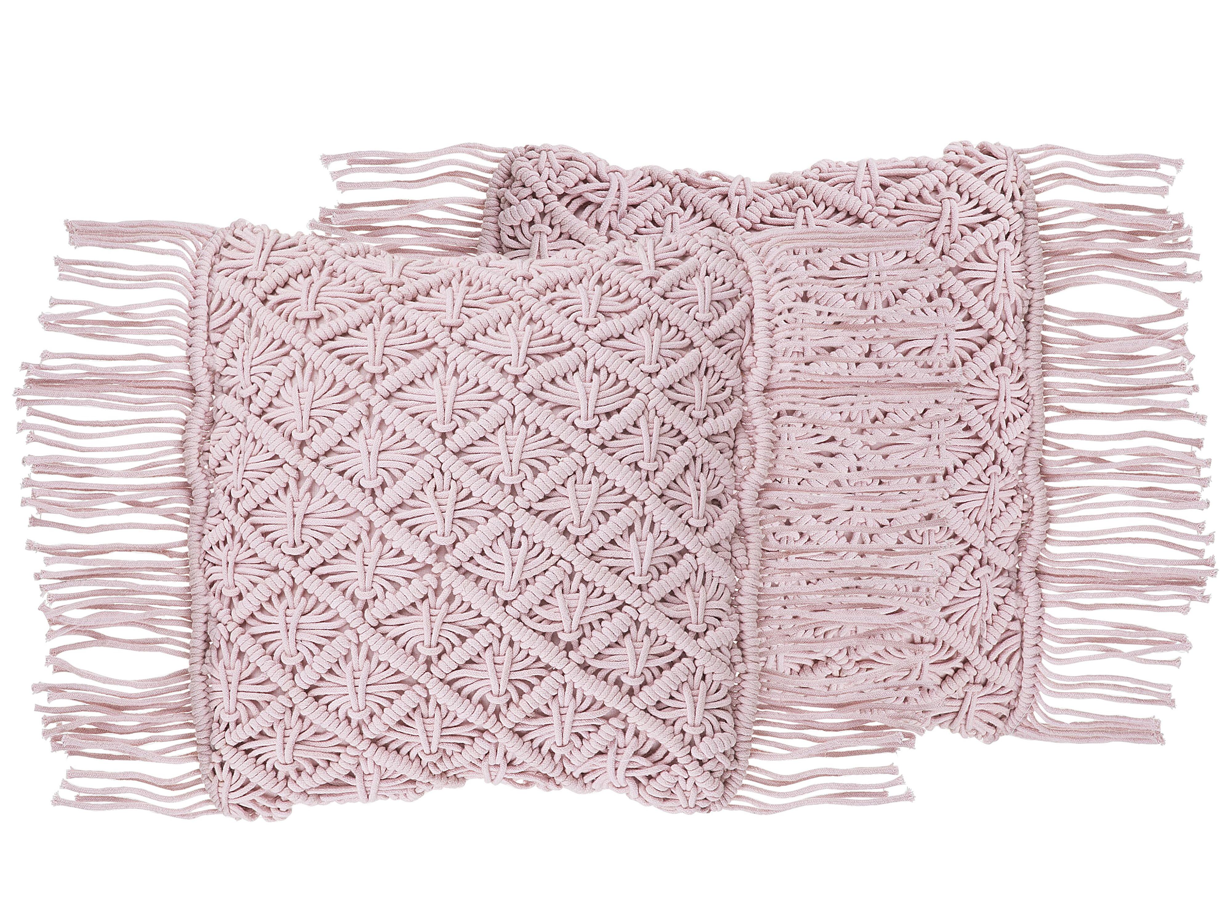 Set van 2 sierkussens YANIKLAR Katoen 40 x 40 cm Roze geometrisch patroon