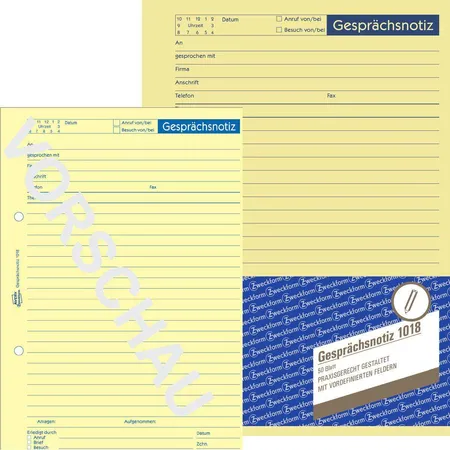 Avery Zweckform 1018 Gesprächsnotiz, gelb, A5, 50 Blatt
