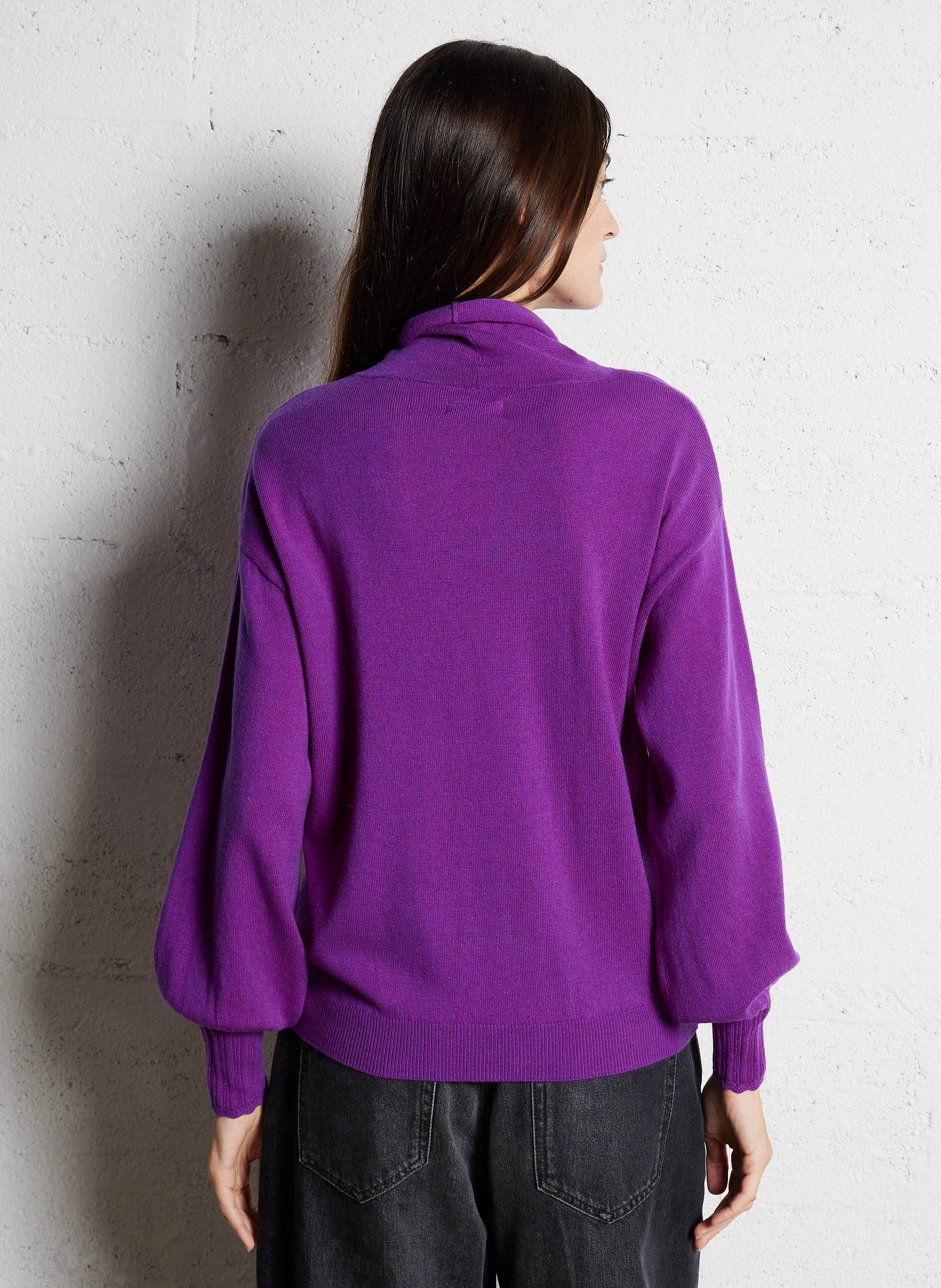 ARMONIE - Pull col montant en laine | Violet