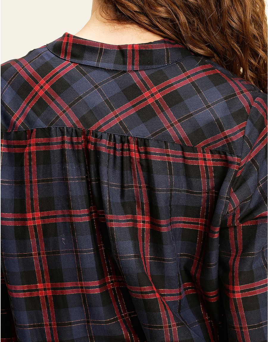 Blouse à carreaux marine