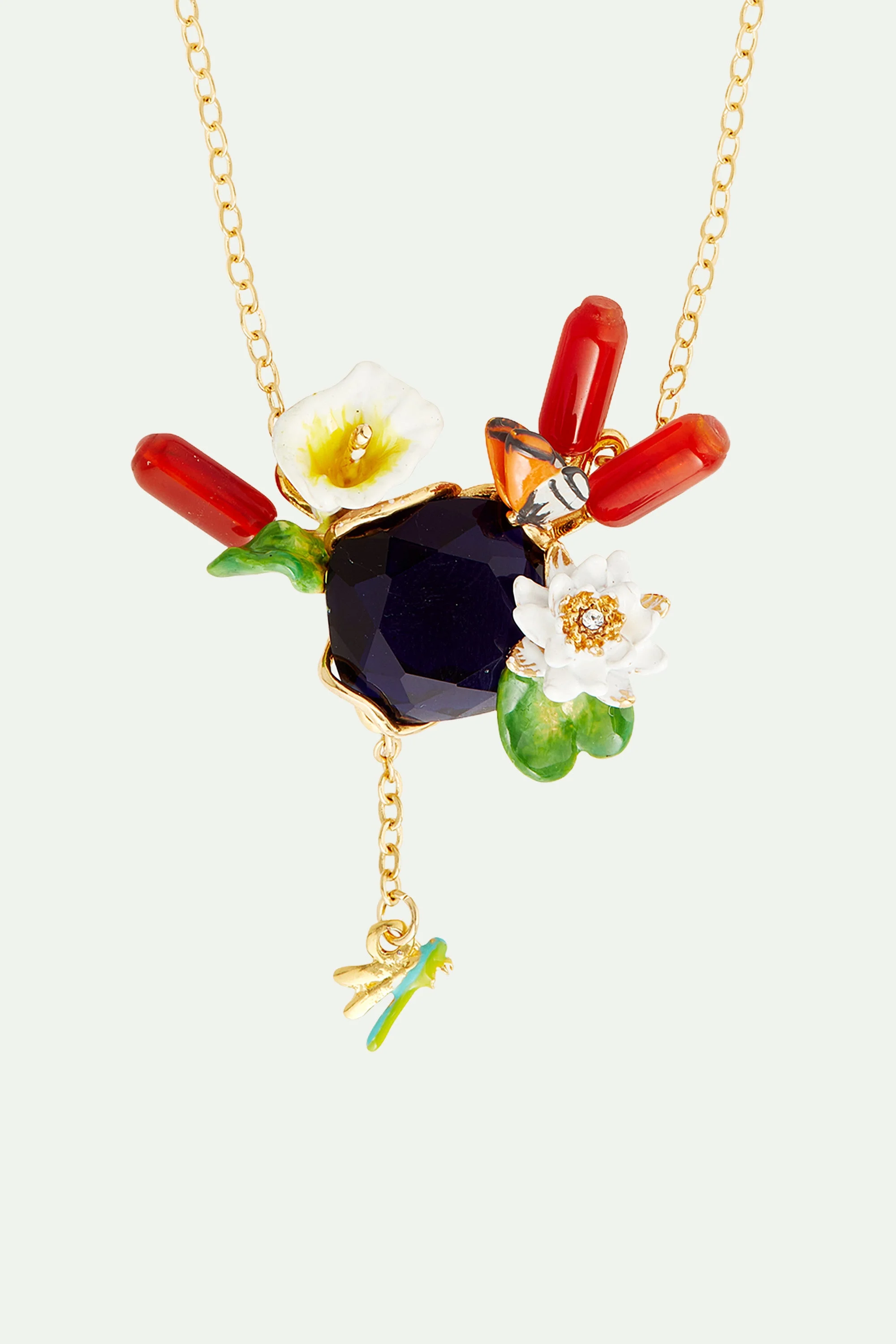 Collier plastron jardin flottant de giverny et pierre | Multicolore
