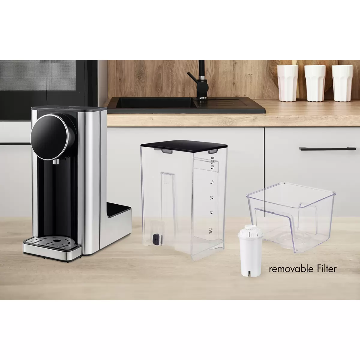 Heisswasserspender Silver Steam schwarz,silber