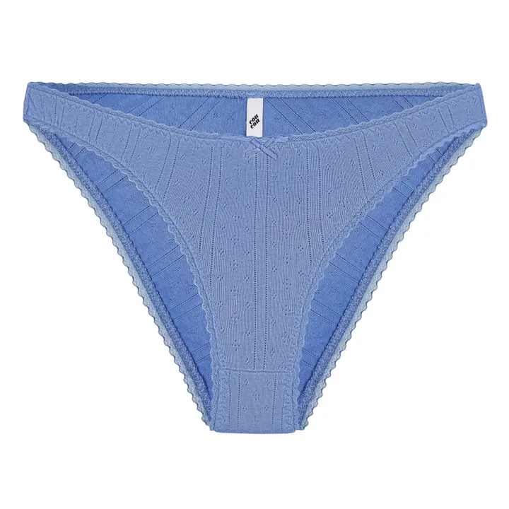 Cou Cou Intimates Culotte Haute Pointelle Coton Bio | Bleu gris
