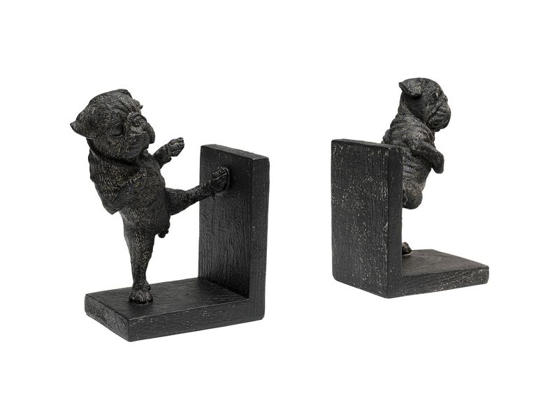 Kare Buchstütze Dancing Dogs 2er Set, Schwarz Buchstützen für das Bücherregal