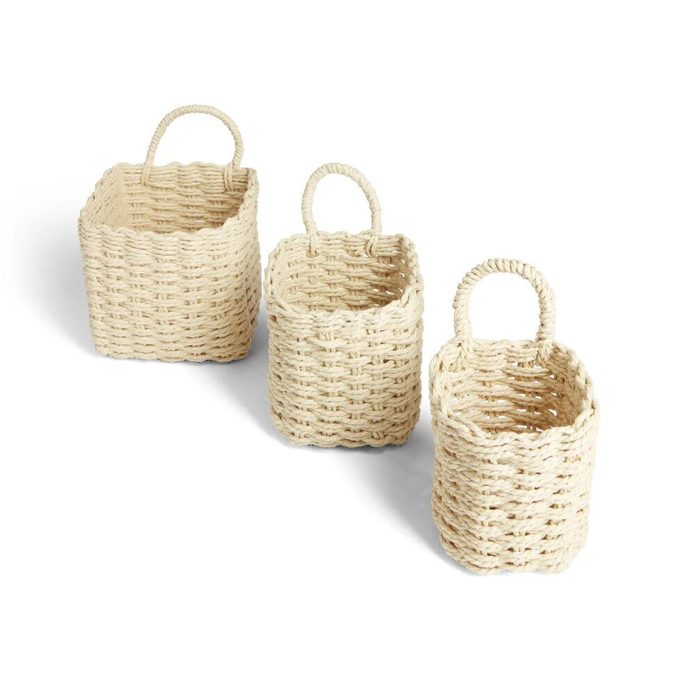 Lot de 3 panières tressées rangement salle de bain