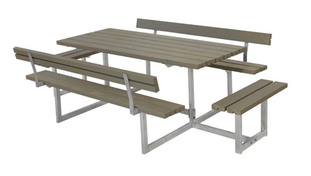 BENKESETT PLUS BASIC MED PÅBYGG+2 RYGGSTØTTER 260CM GRÅBRUN