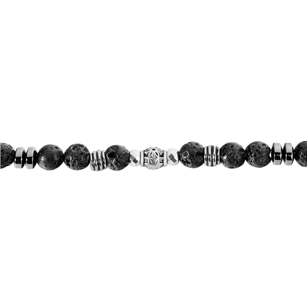 Bracelet Acier Hugueso Agates Noires