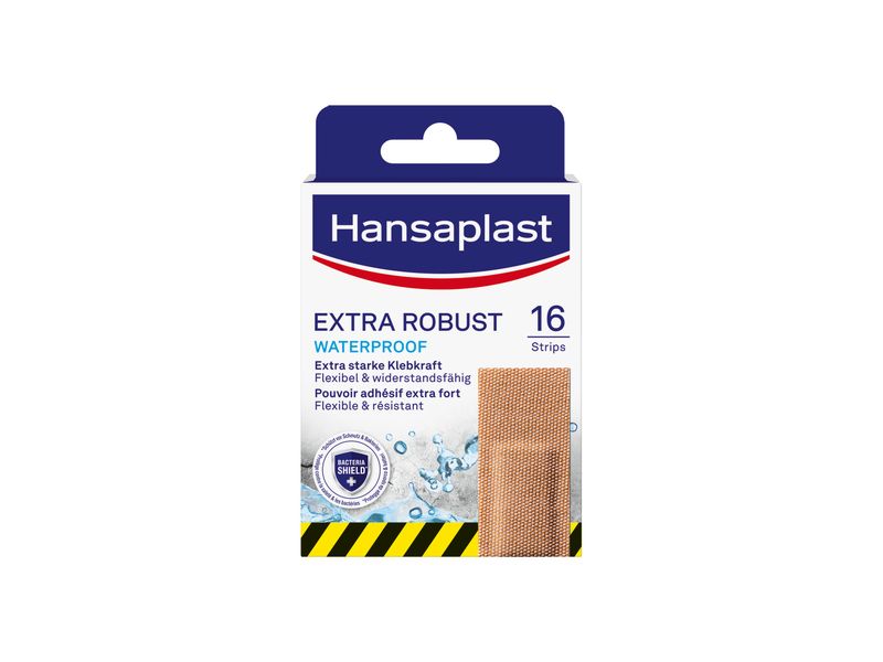 Hansaplast Wundpflaster Extra Robust Waterproof 16 Stück Widerstandsfähiges Textil-Pflaster