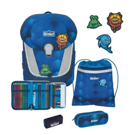 Scout Schulranzen-Set Sunny II Exklusiv Safety Light Funny Freaks, 5-teilg