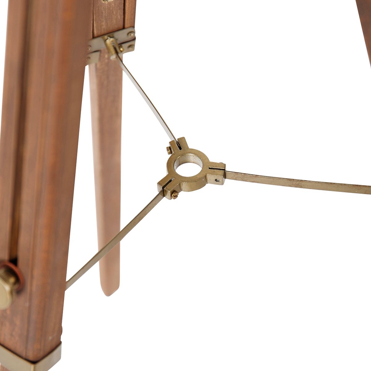 Industriële tripod vloerlamp brons met hout - Mangoes