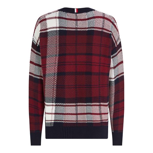 Tommy Hilfiger Check Texture Striktrøje, Deep Rouge Multi, XXL