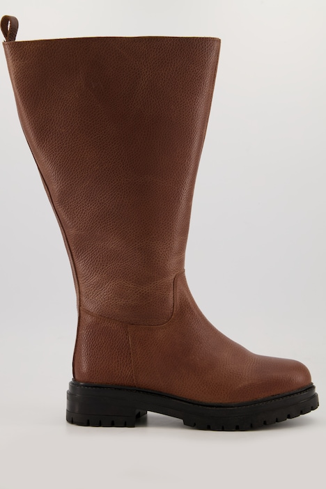 Lederstiefel, XXL-Schaft, Prägung, Reißverschluss
