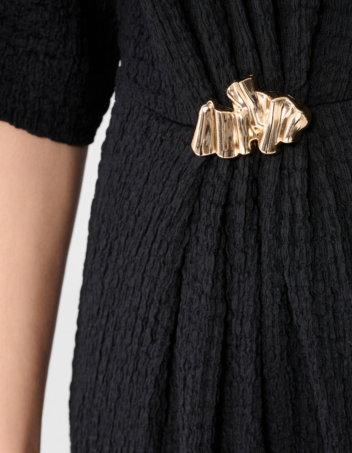 Organic Crinkle Maxi Jurk Zwart