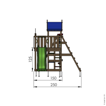Speeltoestel Jungle Gym Nomad met groene glijbaan en klimrek van douglashout