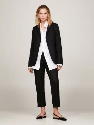 Blazer regular de abotoamento simples com bordado de monograma TH