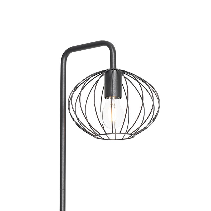 QAZQA - Design vloerlamp, zwart, 23 cm - Margarita | Woonkamer | Slaapkamer - Staal, rond - LED-compatibel, E27