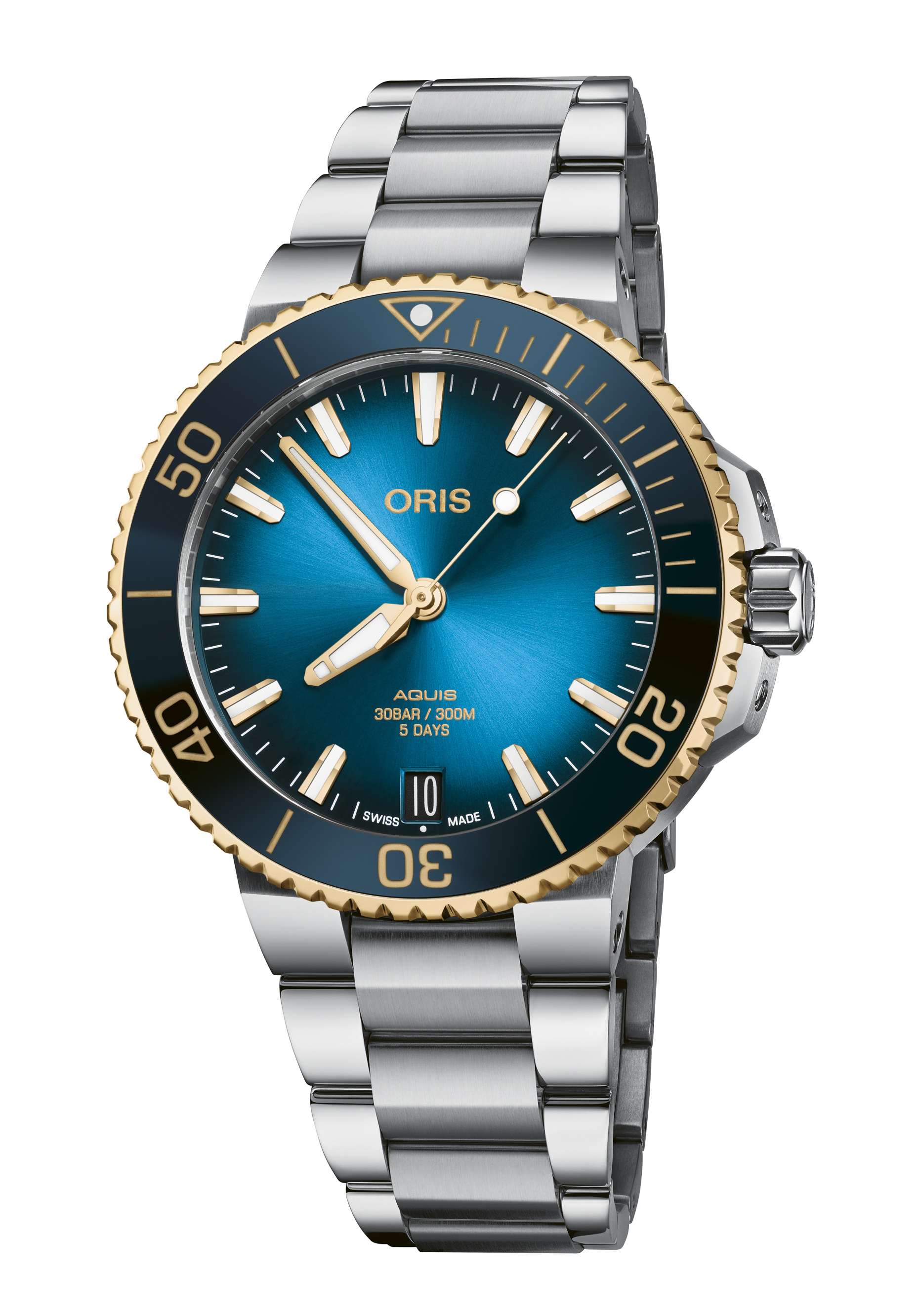 Oris Aquis Date Calibre 400 Bi-Colour Blau Stahl