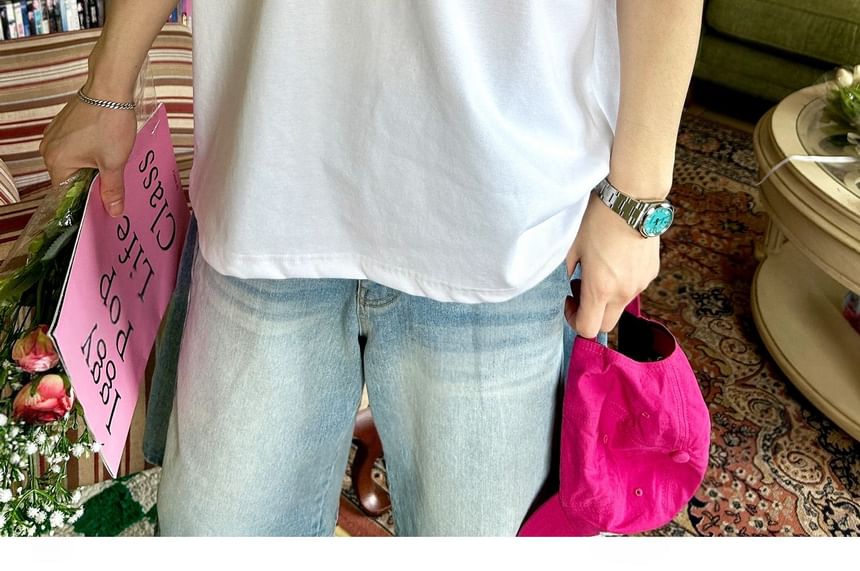 SeoulPop - T-shirt met korte mouwen en dierenprint en losse pasvorm