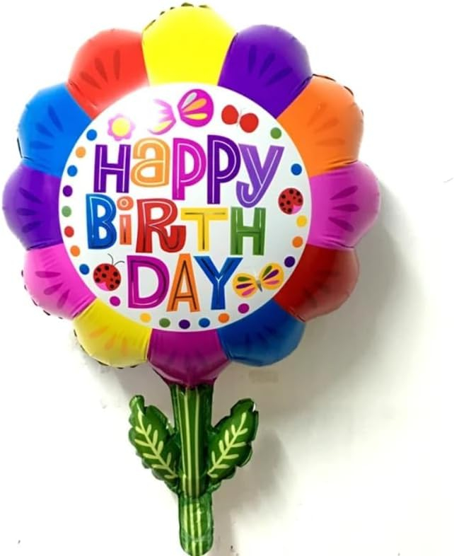 (70x50cm) Kinder Geburtstags Party Deko Folien Ballon Blumen Luftballon - Happy Birthday
