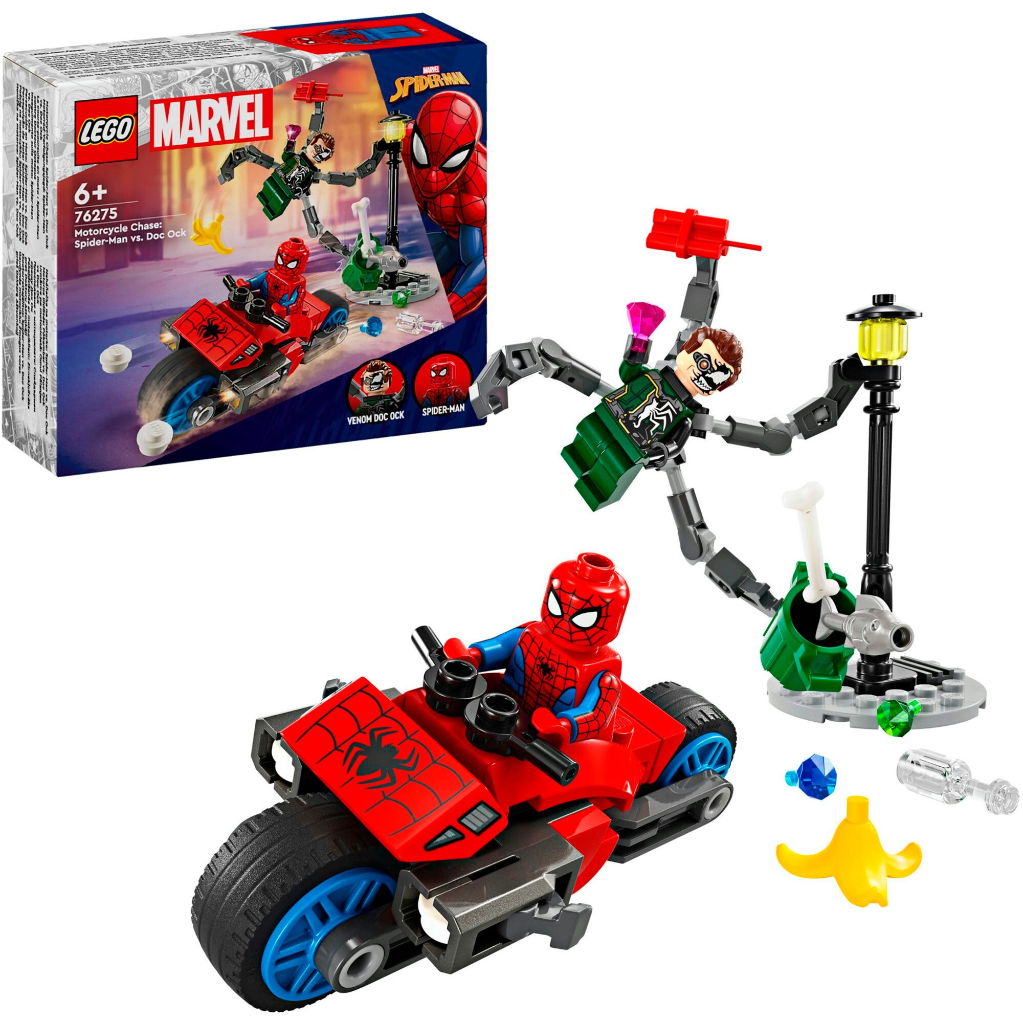 LEGO Konstruktionsspielzeug Marvel Super Heroes Motorrad-Verfolgungsjagd: Spider-Man vs. Doc Ock