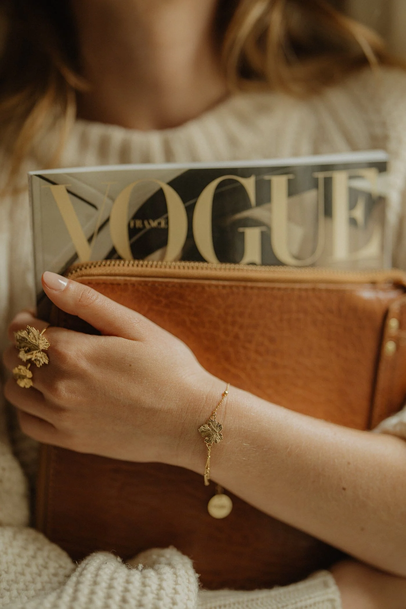 HÉRA - Maxi bague feuille plaqué argent | Doré