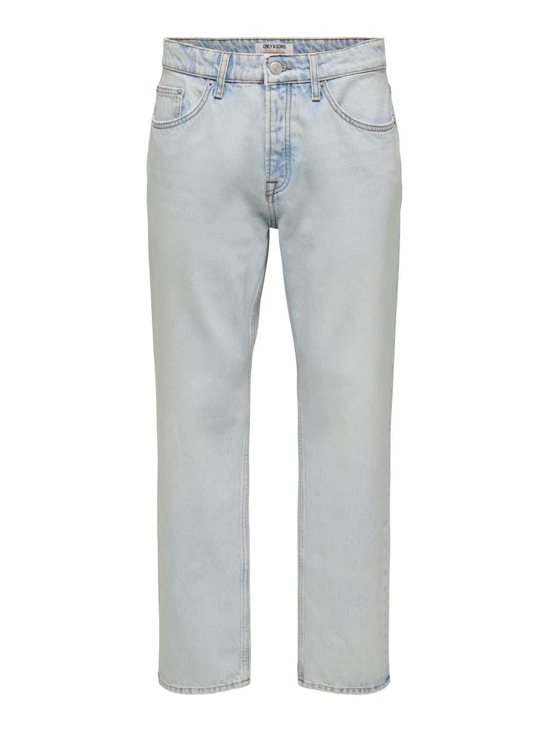 ONSEDGE Mittlere Taille Gerade geschnitten Jeans Light Blue Bleached Denim