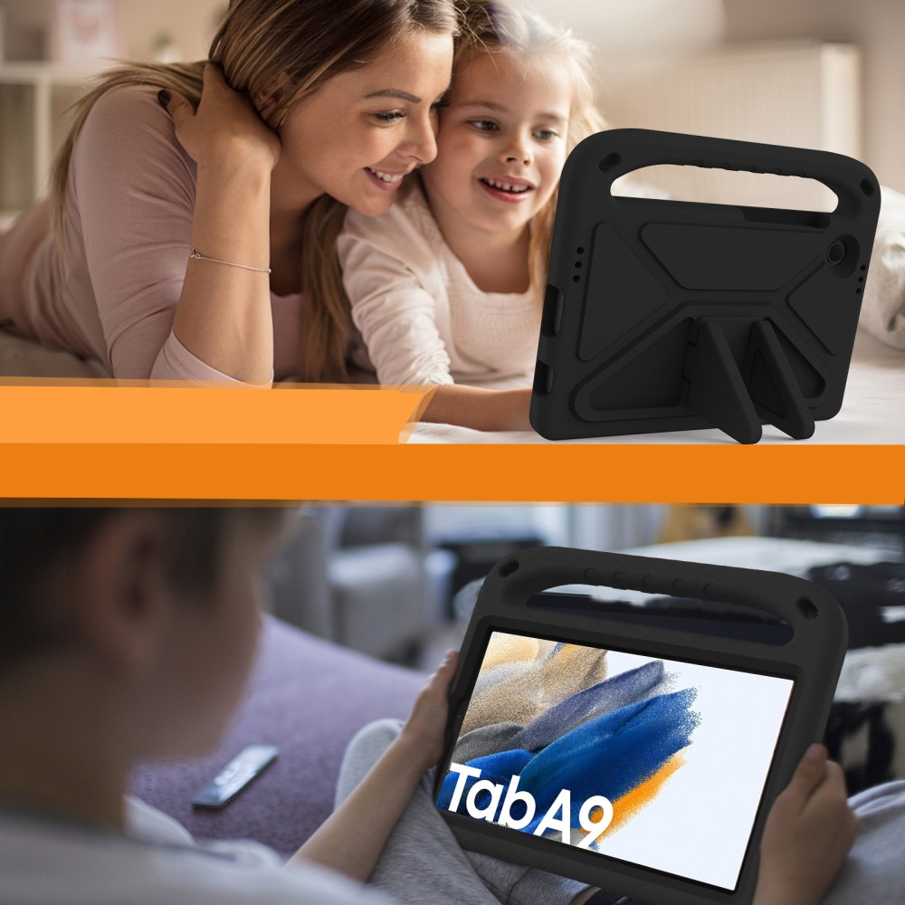 Samsung Galaxy Tab A11 / A9 Stossfeste Kinder Schaumstoff Hülle mit Griff   Kickstand - Schwarz