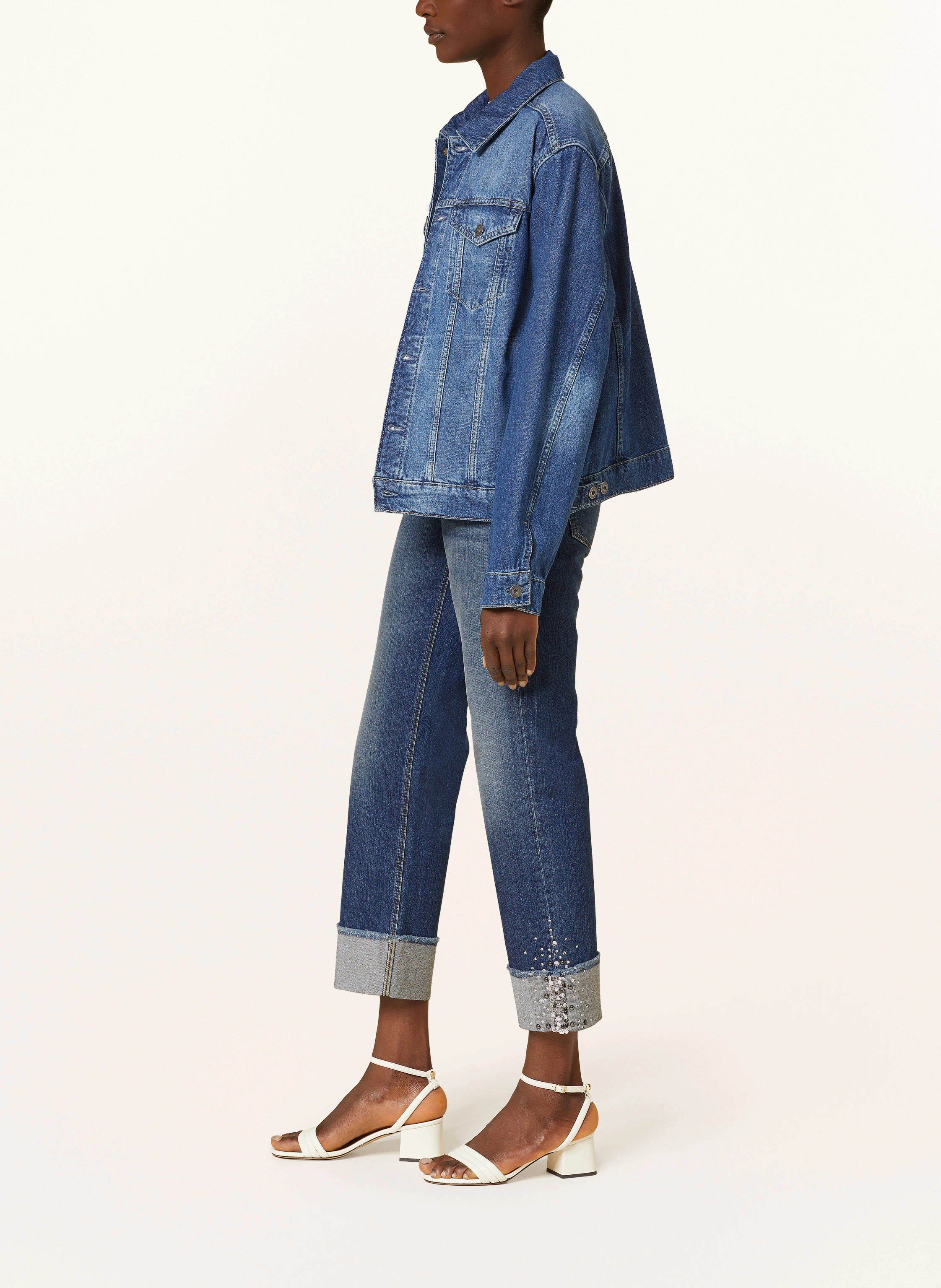 CAMBIO Straight Jeans PARIS mit Schmucksteinen und Pailletten