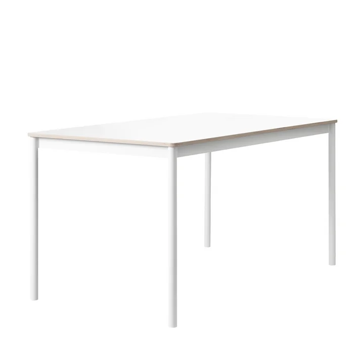 Muuto - Base Table 140 x 80 cm, weiss / Sperrholzkante