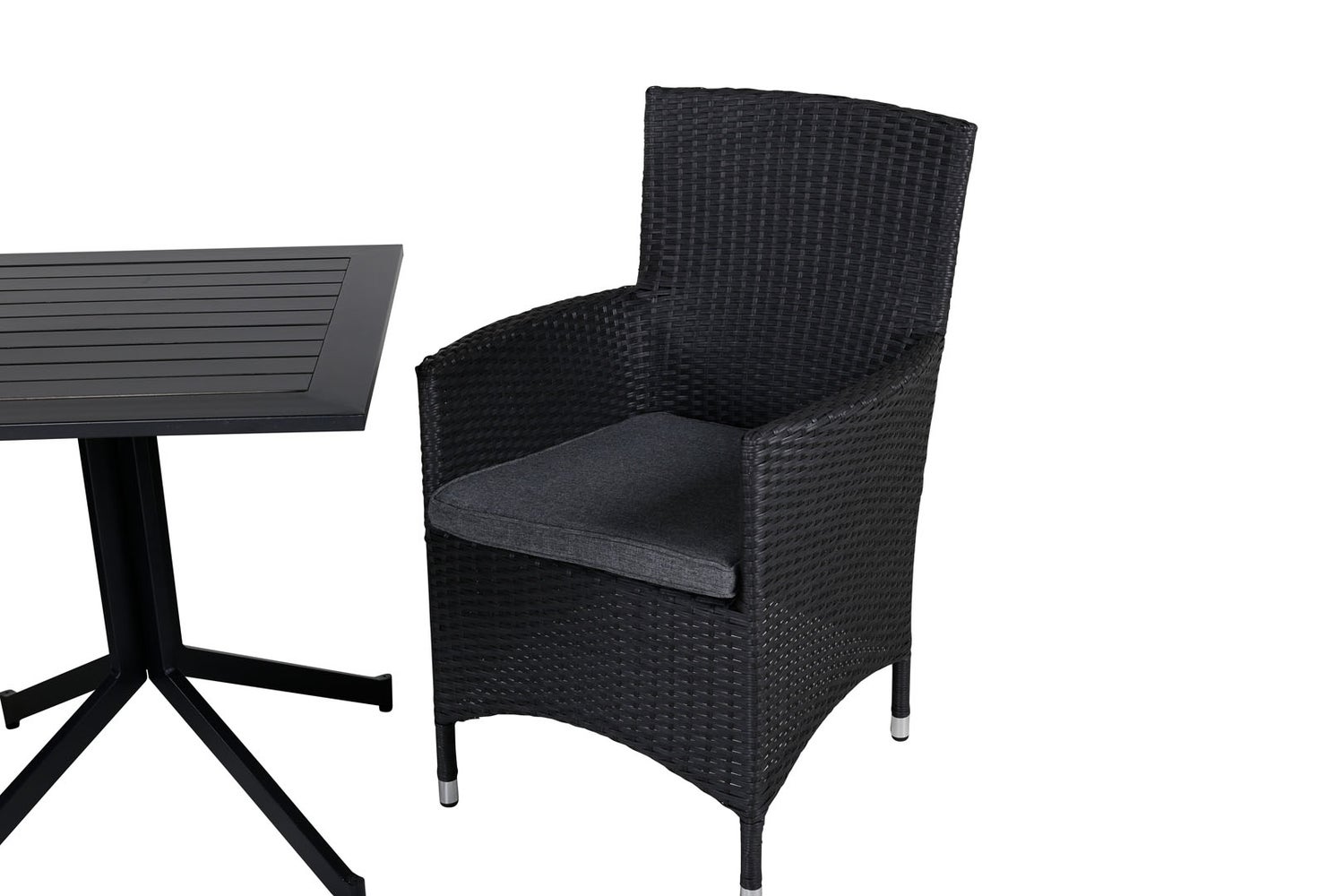 Way tuinset, tafel 70x70cm en 2 stoelen, Malin zwart. 70 x 70 x 72 cm