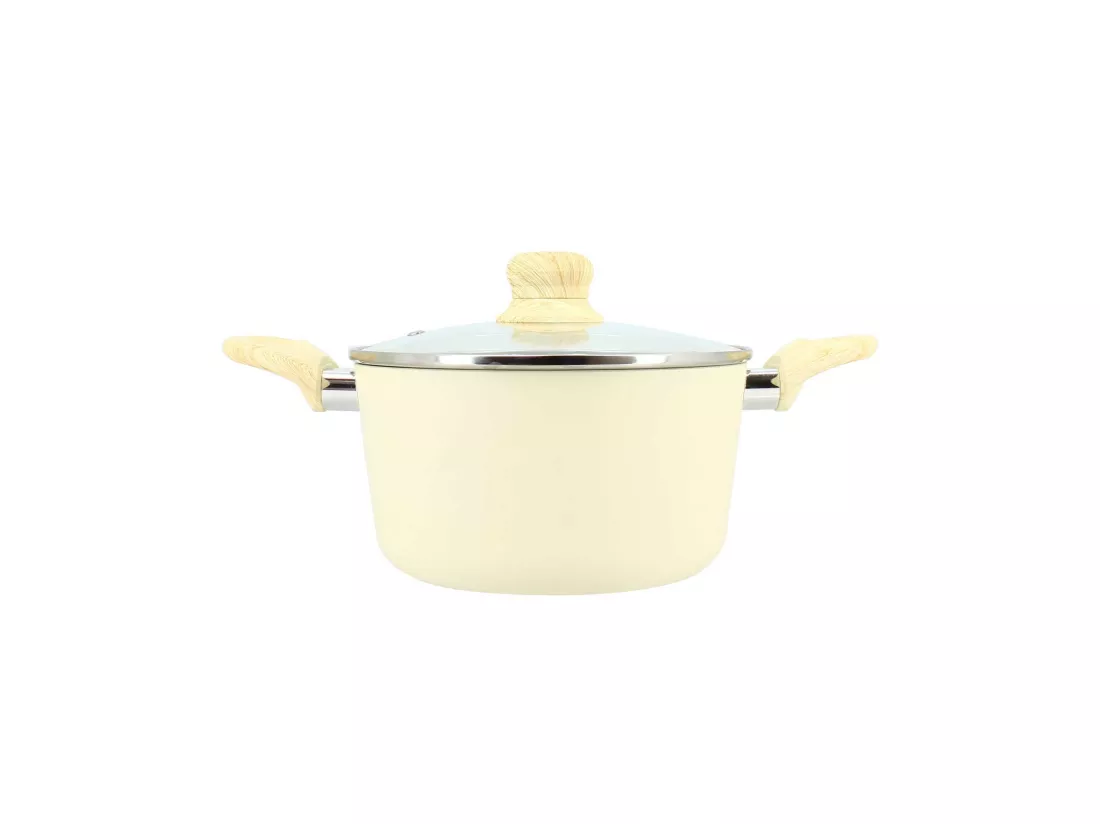 Menastyl - Faitout 20cm Colorama Creme- En Aluminium - Revetement Antiadhesif En Ceramique