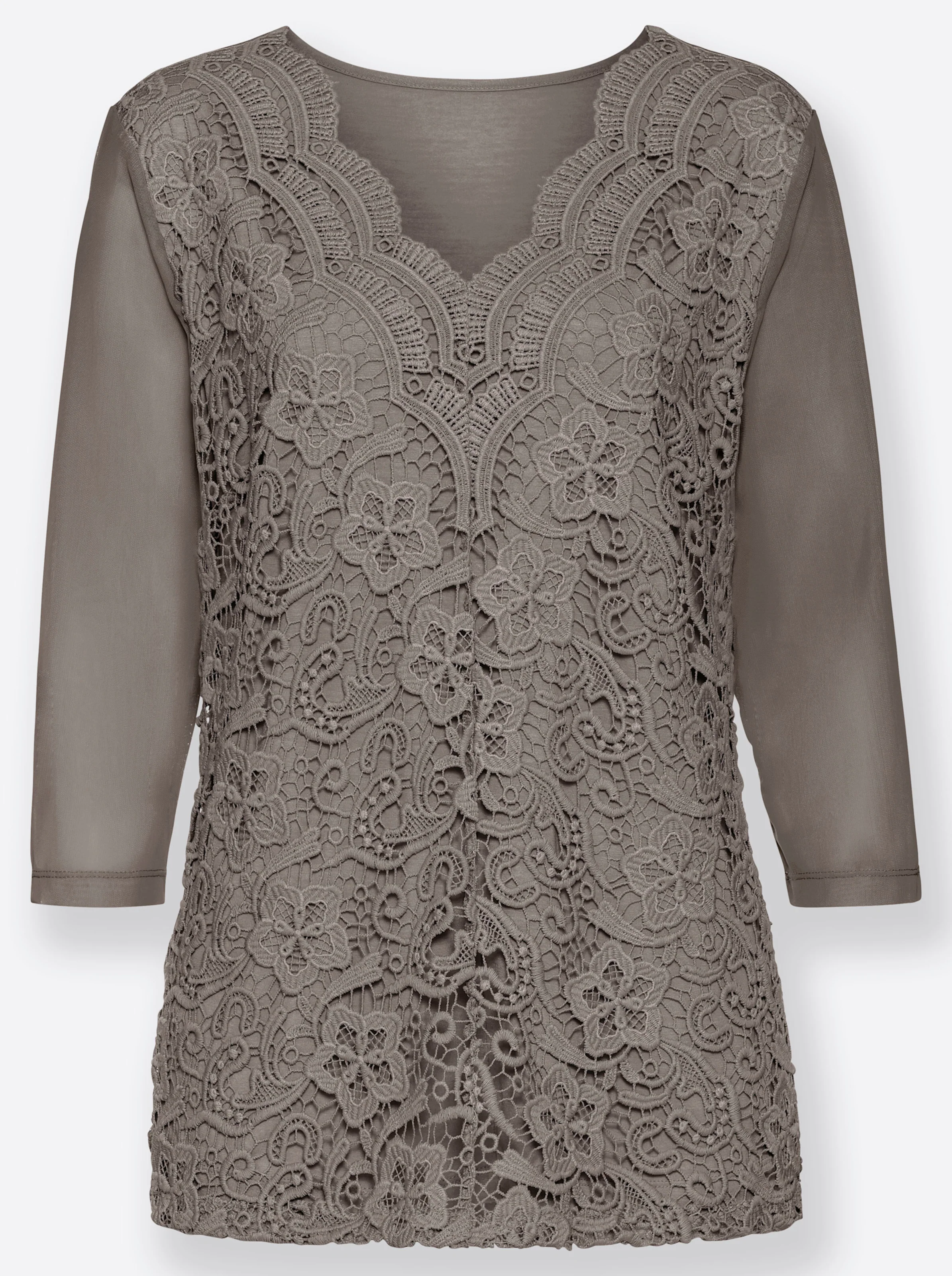 Spitzenshirt in taupe
