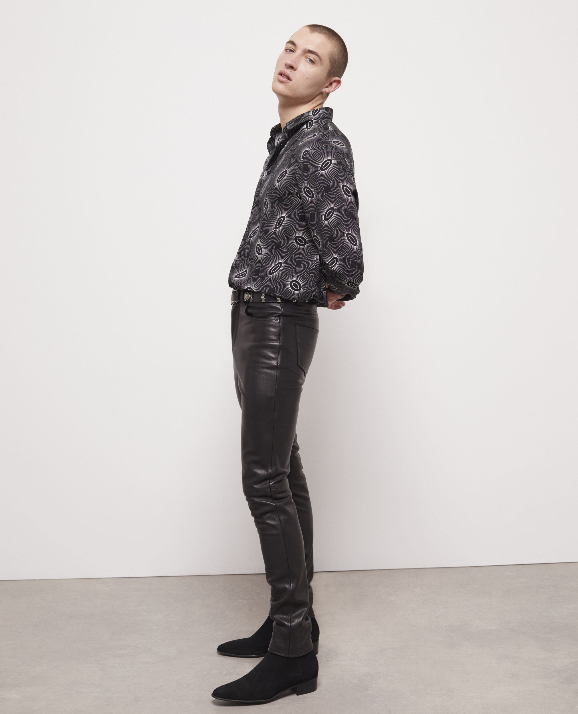 Pantalon slim en cuir noir