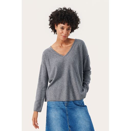 Part Two Iliane Striktrøje, Medium Grey Melange, L