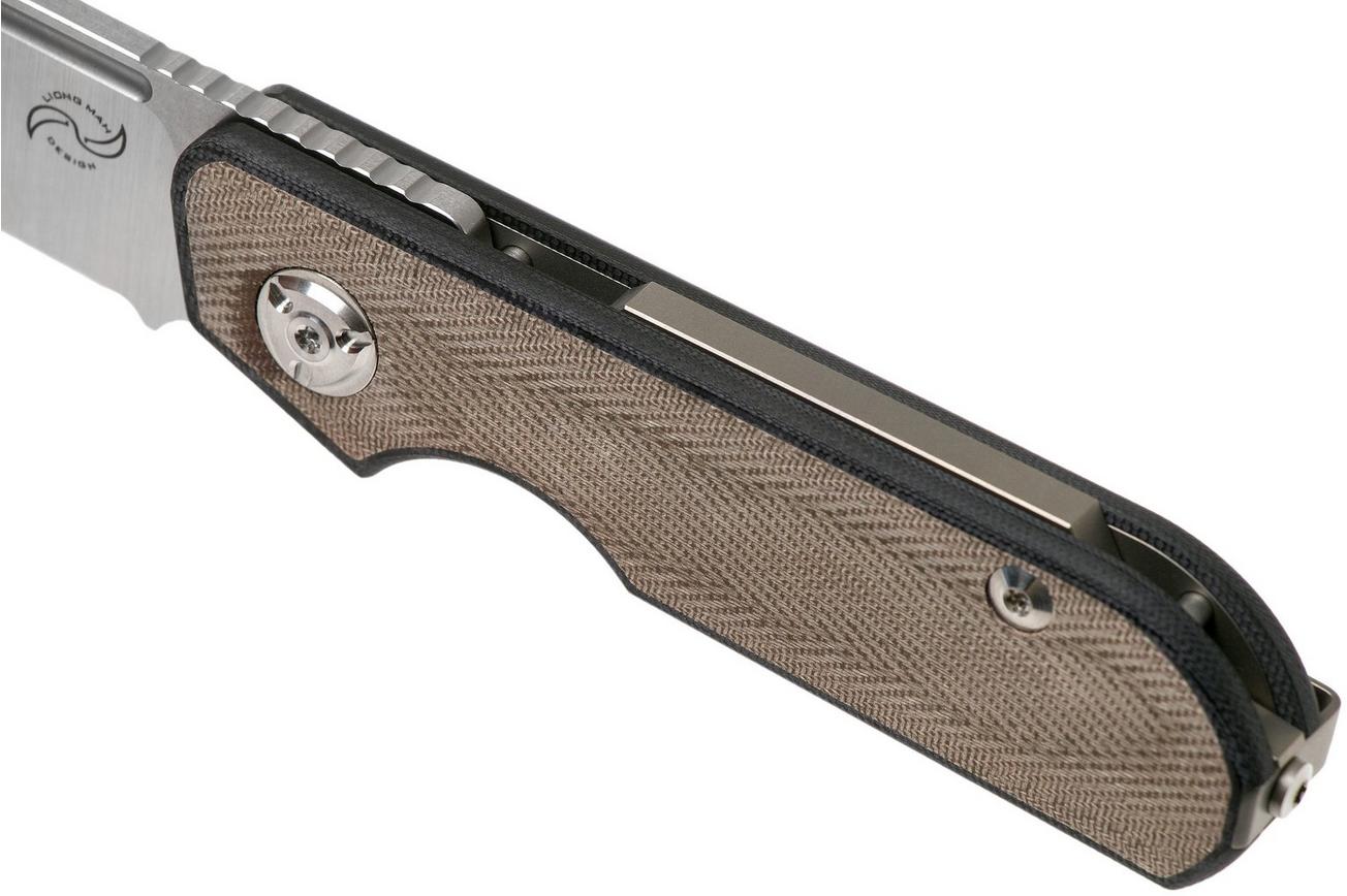 Liong Mah Traveller Spearpoint Green Canvas Micarta zakmes