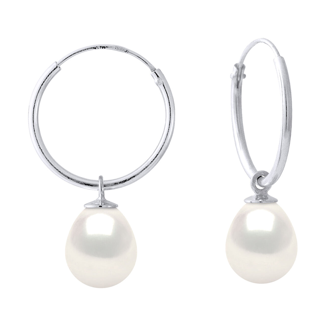 Pearl Addict Boucles d'oreilles Argent & Perles d'Eau Douce blanches