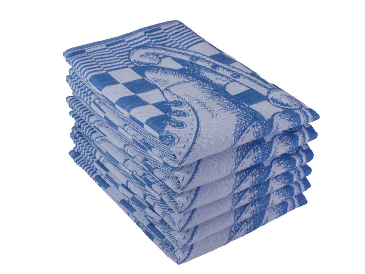 DoubleDry Schaatsen 50 x 70 cm set van 6 theedoeken - blauw