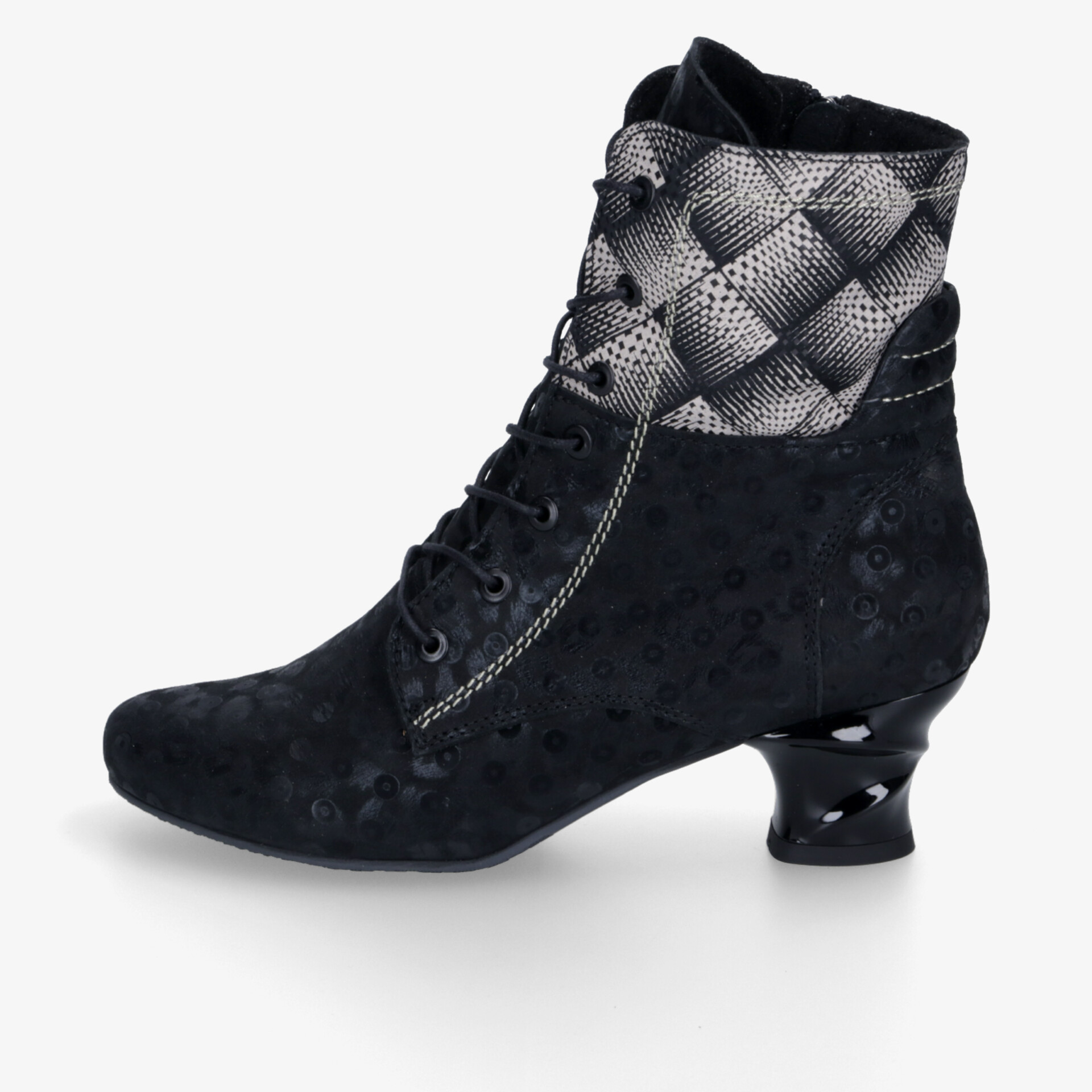 SIMEN Damen Schnürstiefeletten schwarz