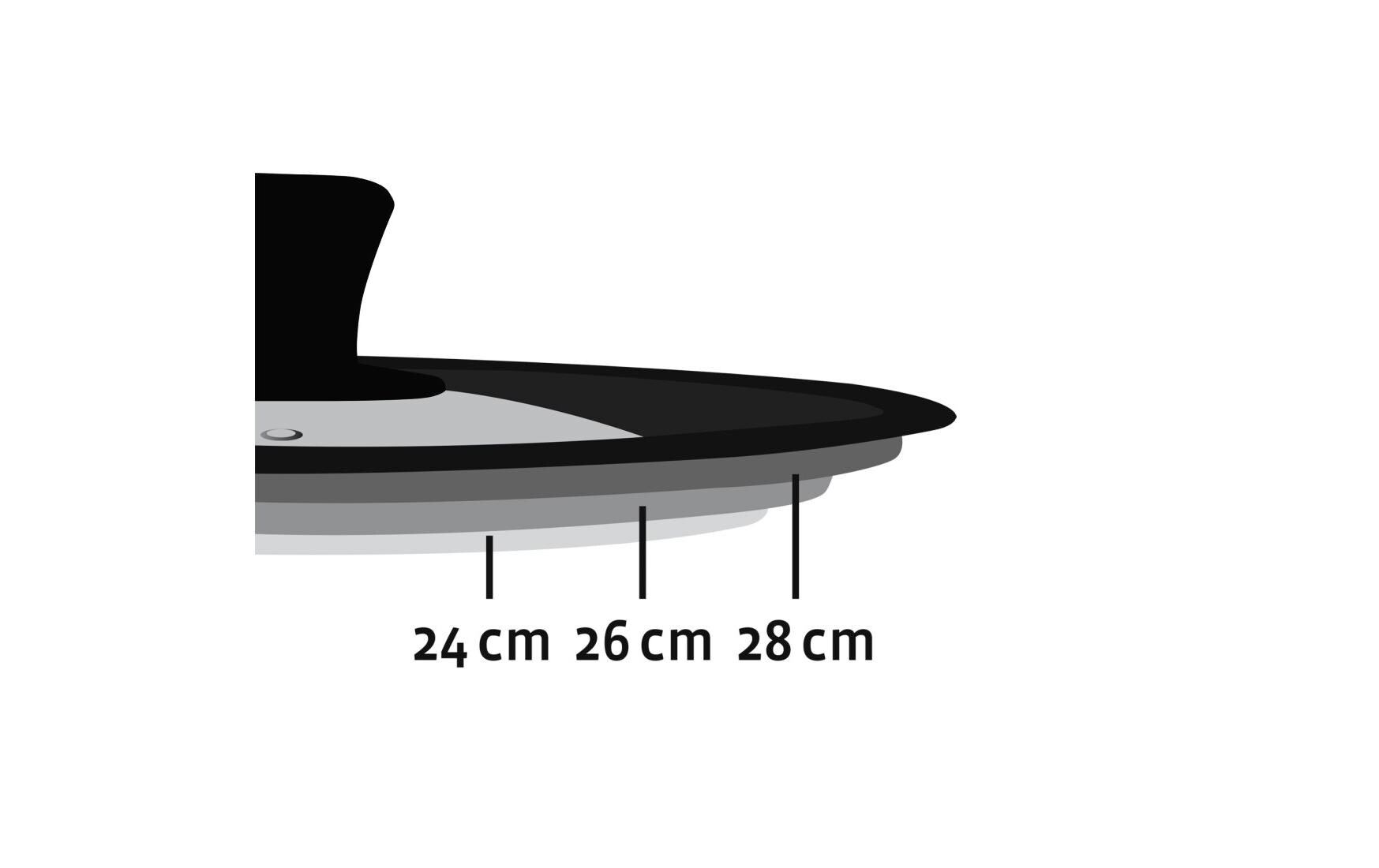 Universaldeckel für Töpfe und Pfannen 24 - 28 cmGlasdeckel mit Dampfloch