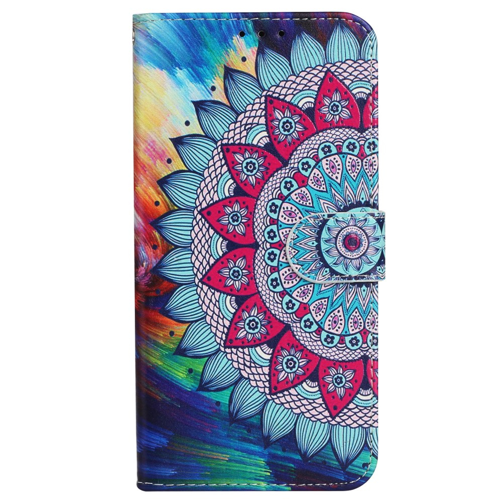 iPhone 16 Pro Max Leder Tasche mit Kartenfächer - Crazy Mandala