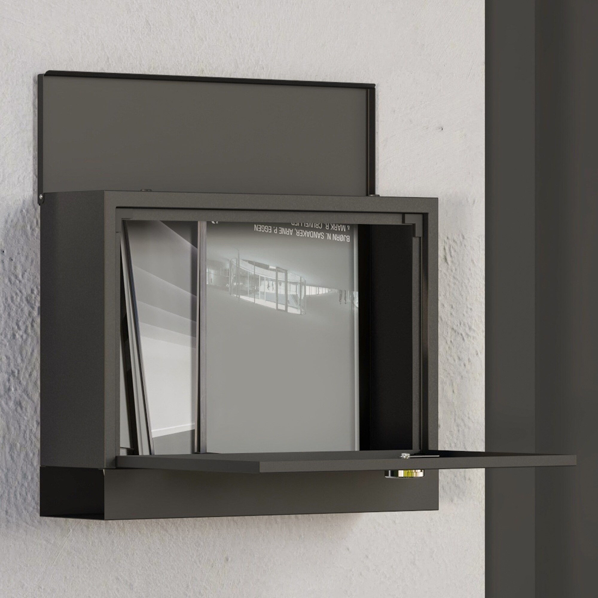 HOMCOM Briefkasten mit Zeitungsfach schwarz 36,5L x 11,5B x 29H cm