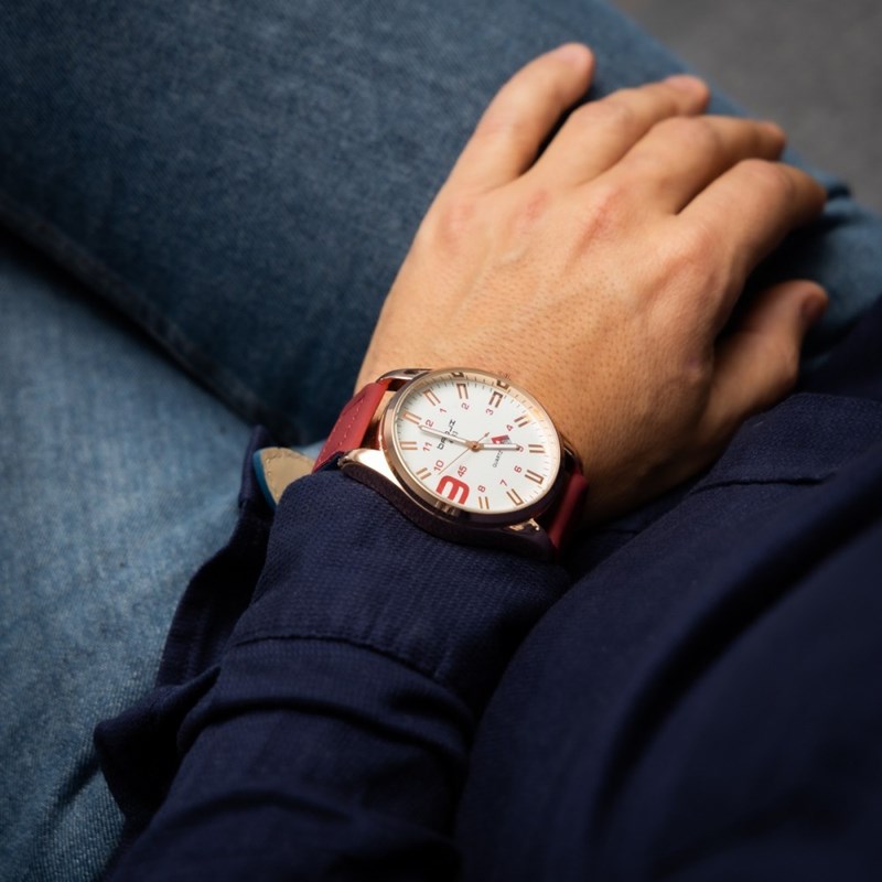 Montre Homme CHTIME bracelet Cuir Bleu
