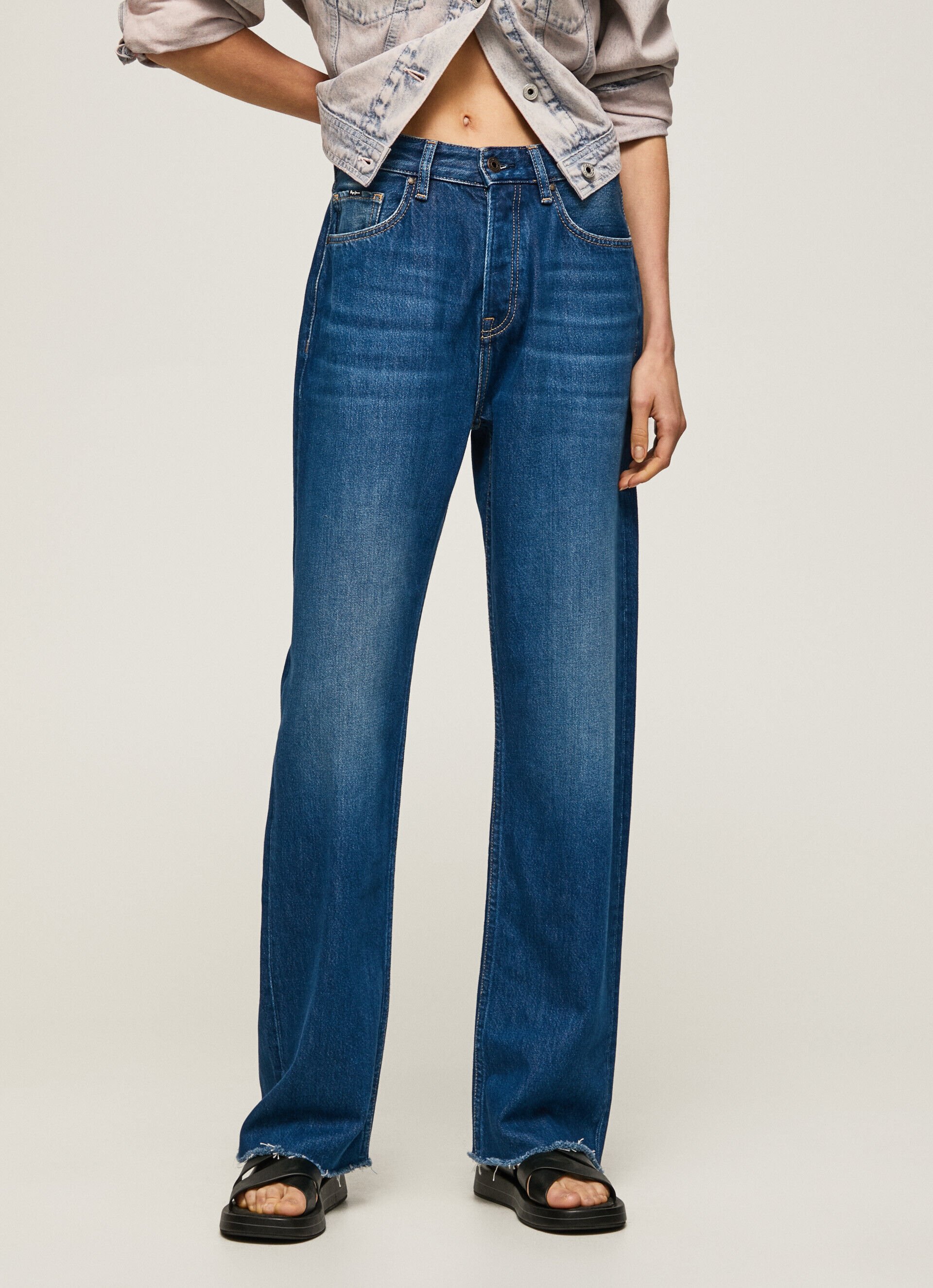 Calça jeans Robyn, corte reto, cintura alta - jeans